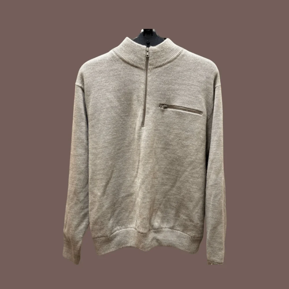 Cabela’s Half-Zip Sweater | Wool Blend Beige | Size L | Vintage